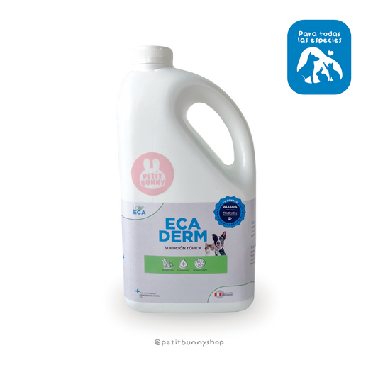 Ecaderm formato 2 litros solución desinfectante para limpieza de espacios de conejos y mascotas