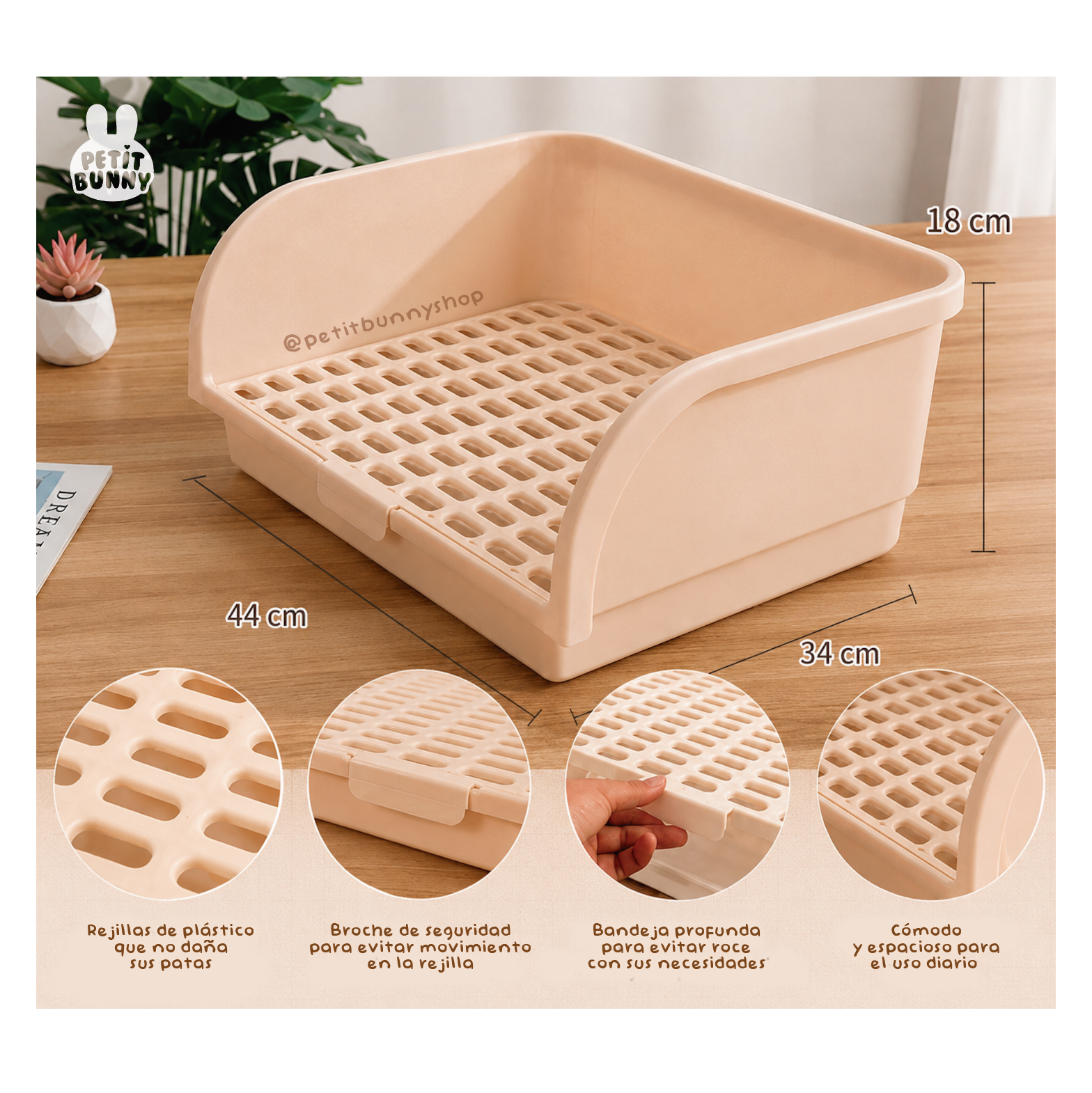 Esquinero de plástico para conejos talla L para el cuidado de sus necesidades y cuidado de sus patas