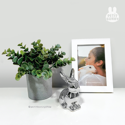 Adorno decorativo conejo plateado brillante figura para el hogar regalo para amantes de conejos
