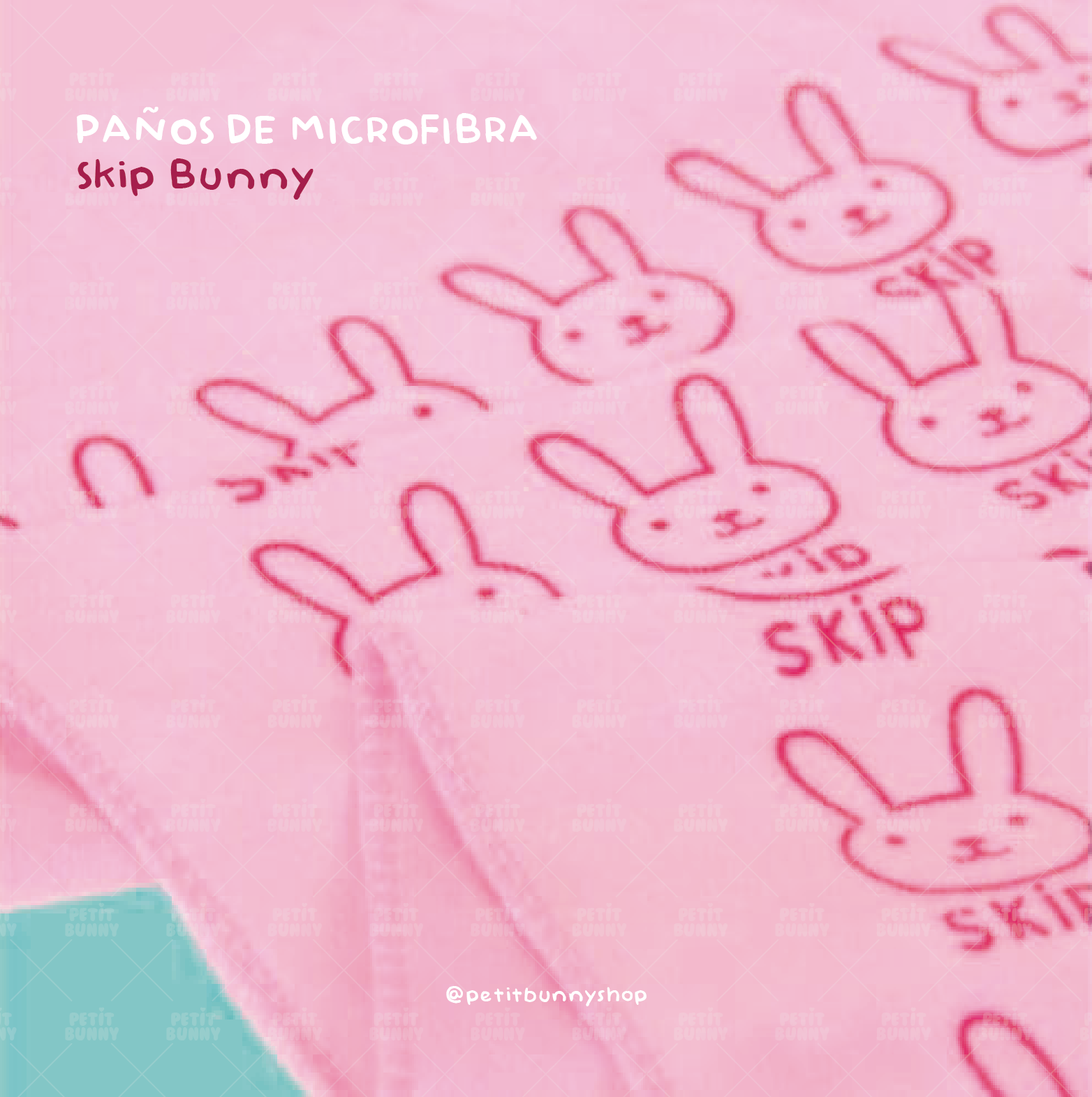 Set de paños de microfibra diseño conejo para limpieza del hogar y area de mascota