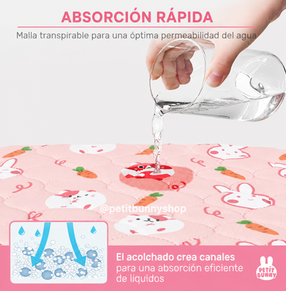 Demostración de absorción eficiente del tapete higiénico para conejos